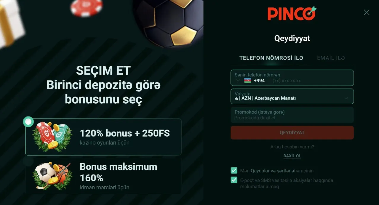 pin up qeydiyyat və giriş